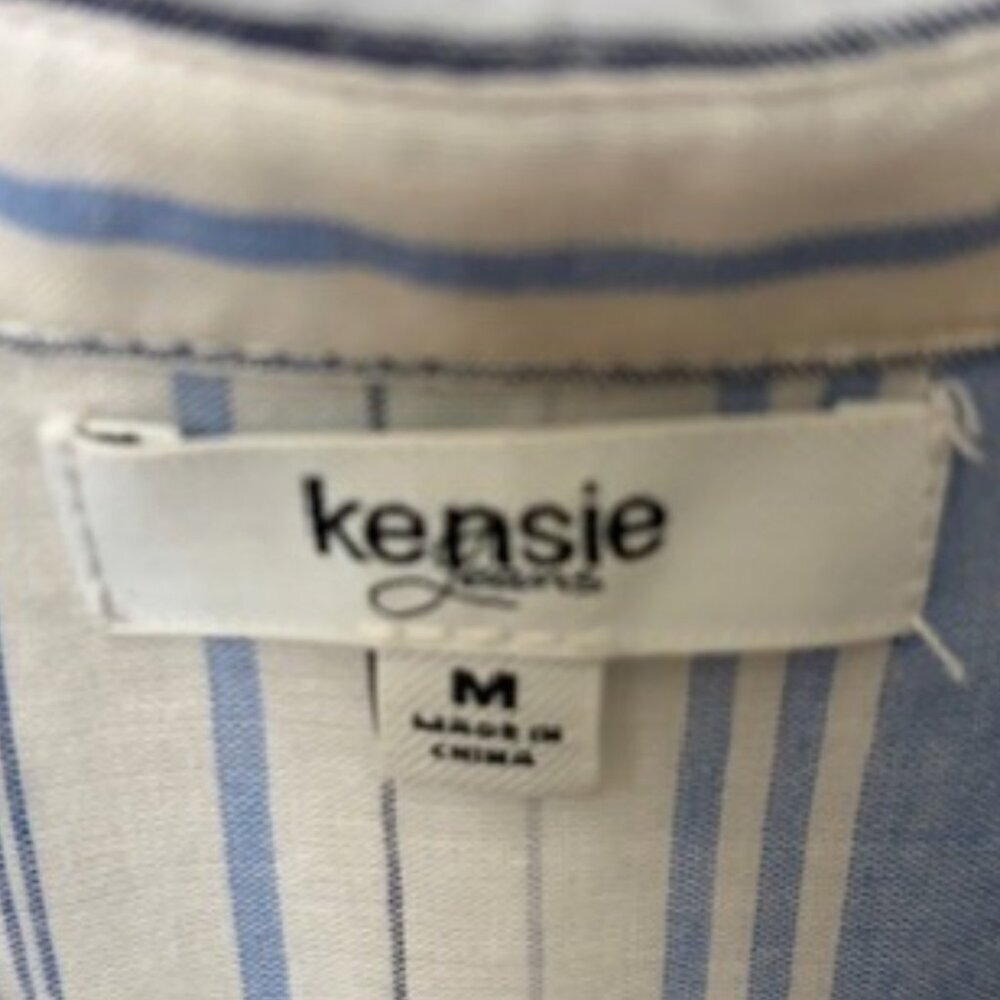 Kensie Sleeveless Button-Down Shirt Blue White Stripe Women's Medium - Picture 4 of 4
